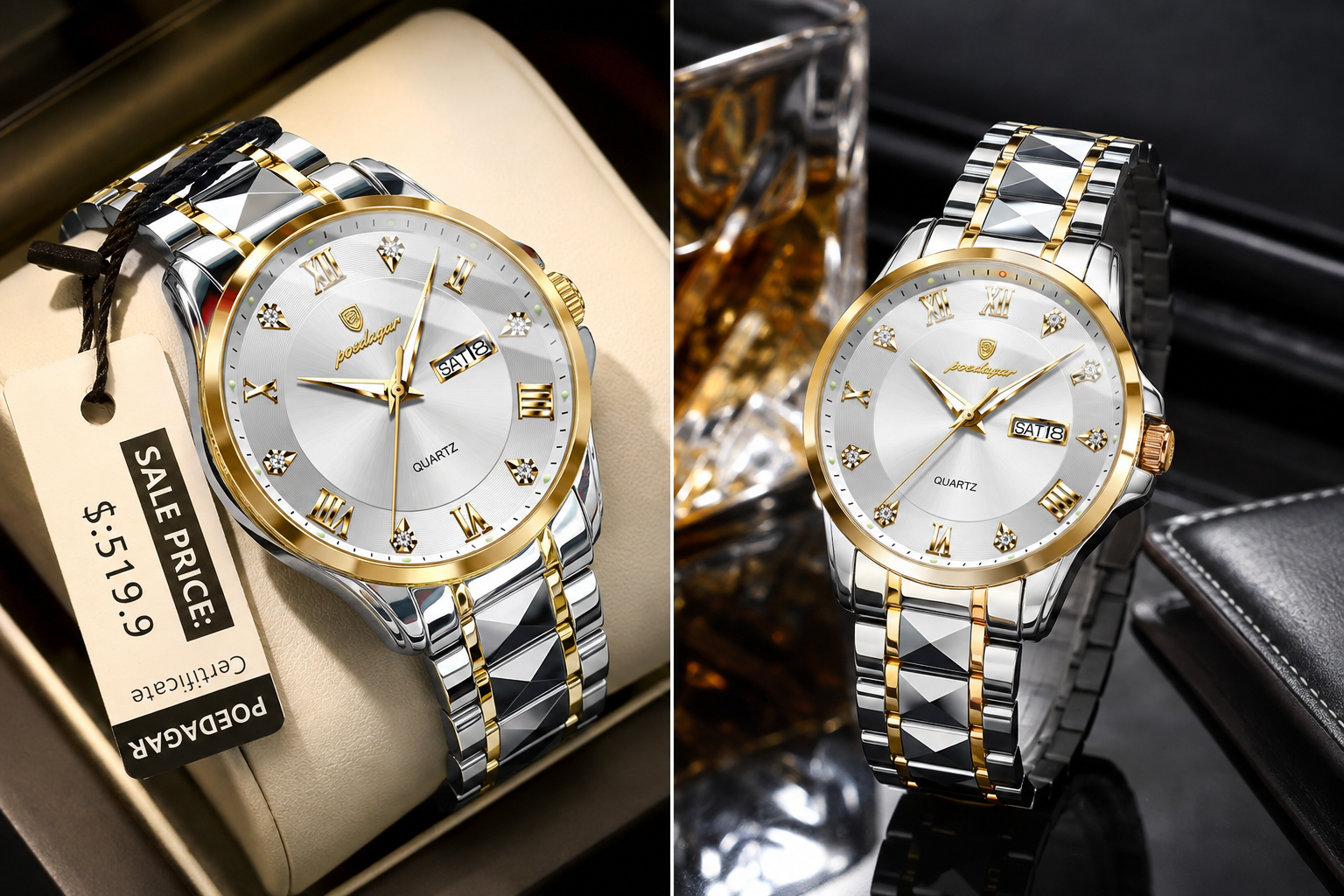 2 POEDAGAR 883 Watches + Free Gifts